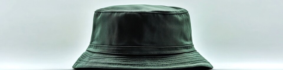 A single green hat sits atop a table, with a simple and elegant design