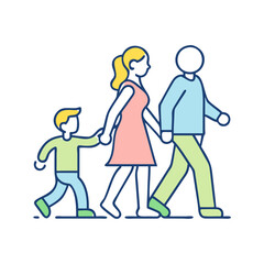family walking icon, family walking vector illustration-simple illustration of family walking, perfect for family walking logos and icons