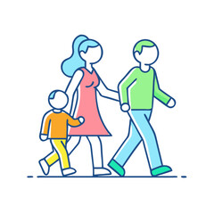 family walking icon, family walking vector illustration-simple illustration of family walking, perfect for family walking logos and icons