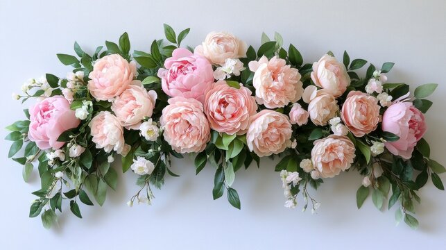 Beautiful Wedding Bouquet Featuring Soft Pink Peonies and Delicate Flowers in an Elegant Arrangement
