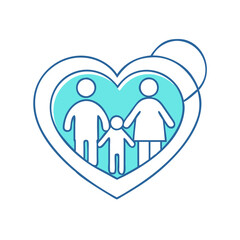 heart with family icon, heart with family vector illustration-simple illustration of heart with family, perfect for heart with family logos and icons