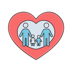 heart with family icon, heart with family vector illustration-simple illustration of heart with family, perfect for heart with family logos and icons