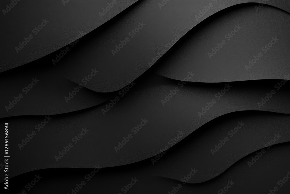Poster minimalist design featuring a dark background with undulating patterns, perfect for use in abstract 