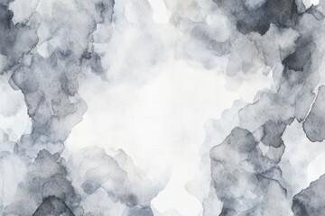 A beautiful black and white watercolor painting of clouds in various shapes and sizes
