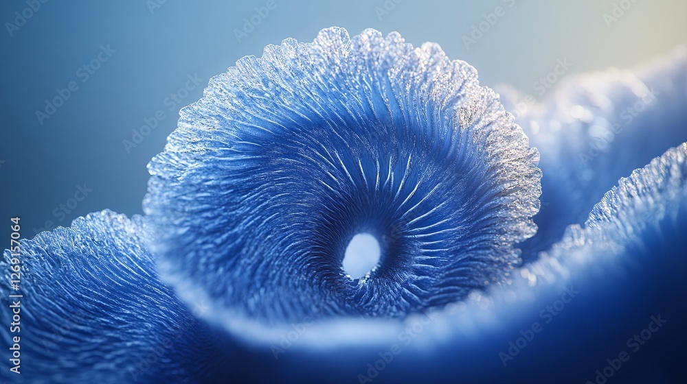 Poster intricate blue spiral pattern showcasing detailed textures from nature in a tranquil setting