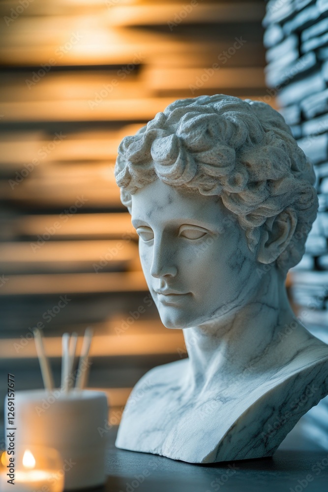 Aufkleber a close-up view of a man's face next to a lit candle, ideal for use in scenes depicting introspectio