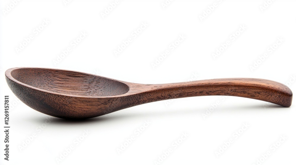 Poster a solitary wooden spoon displays intricate patterns and rich texture. its smooth surface glistens so