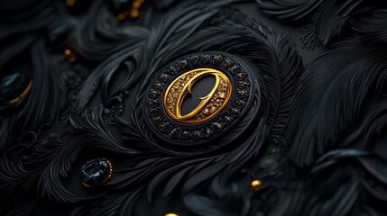 Opulent Black and Gold Ornate Design: A Luxurious Jewel-Encrusted Masterpiece
