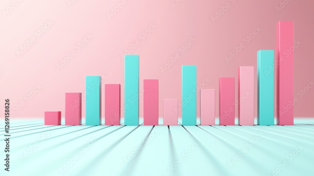 Aufkleber e-commerce growth needs online optimization. colorful bar graph on a pastel background representing 