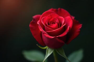 Heart-shaped red rose, velvety petals, lush bloom, nature, romantic