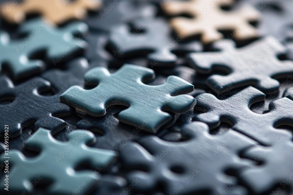 Poster a single puzzle piece on a table