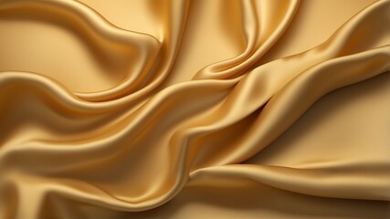 Abstract gold gradient background. Minimalistic subtle wavy golden silk texture. 3D illustration.
