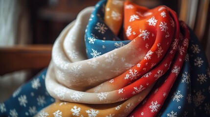 Multicolored Snowflake Ombre Knitted Scarf