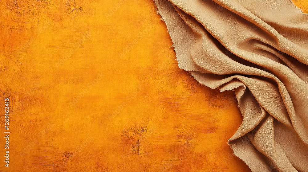 Poster bohemian background, warm textured background with a draped light fabric creating an inviting ambian