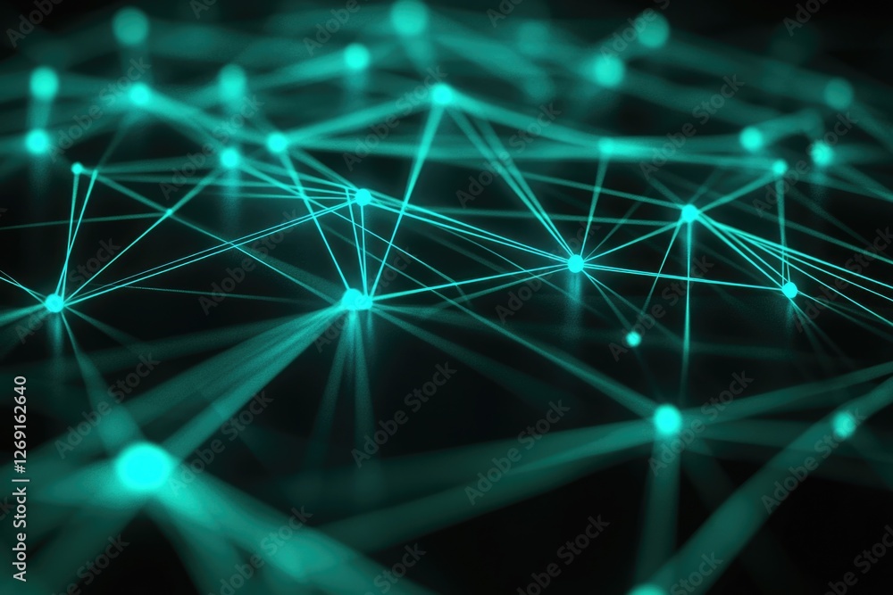 Aufkleber a close-up of interconnected green lights forming a network