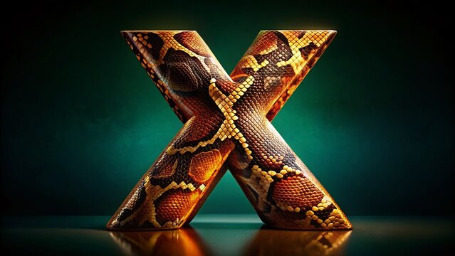 Serpentine X: Abstract Python Skin Letter Design, Conceptual Photography