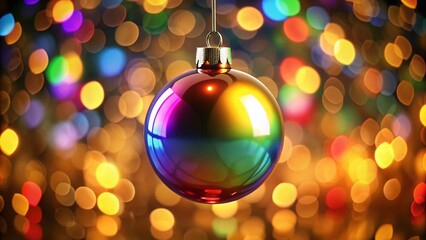 Fototapeta premium Shimmering Rainbow Christmas Bauble: HD 3D Rendered Looping Animation - Festive Holiday Decoration