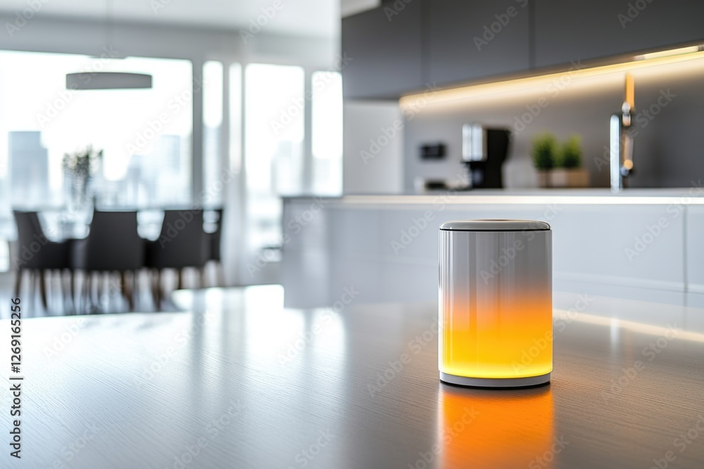 Poster a table with a lamp placed on top