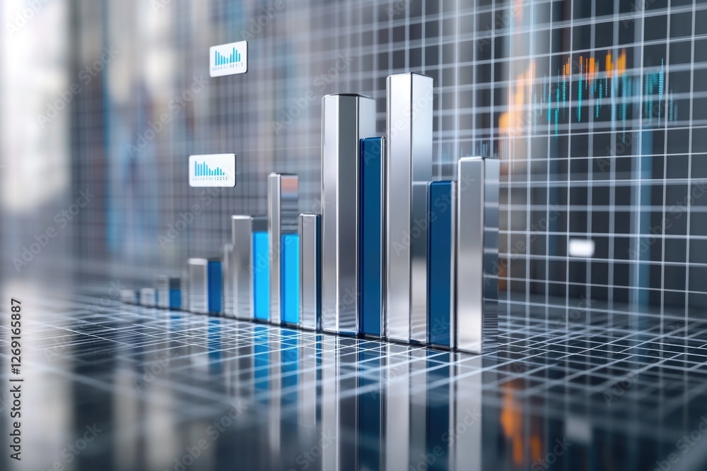 Poster a detailed view of a graphical representation of data on a desk