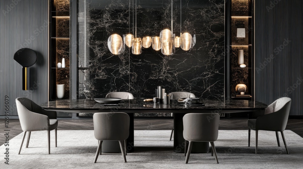 Poster a sleek and functional dining table with a seamless extension system, offering more space when neede