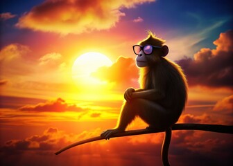 Silhouette Monkey with Glasses: Artistic Creativity & Imagination