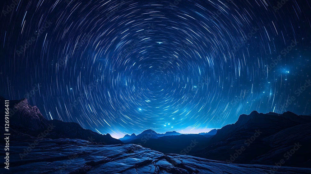 Poster starry sky with abstract light trails a mesmerizing high resolution image depicting vibrant colors a