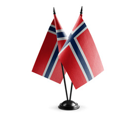 Small national flags of the Norway on a white background