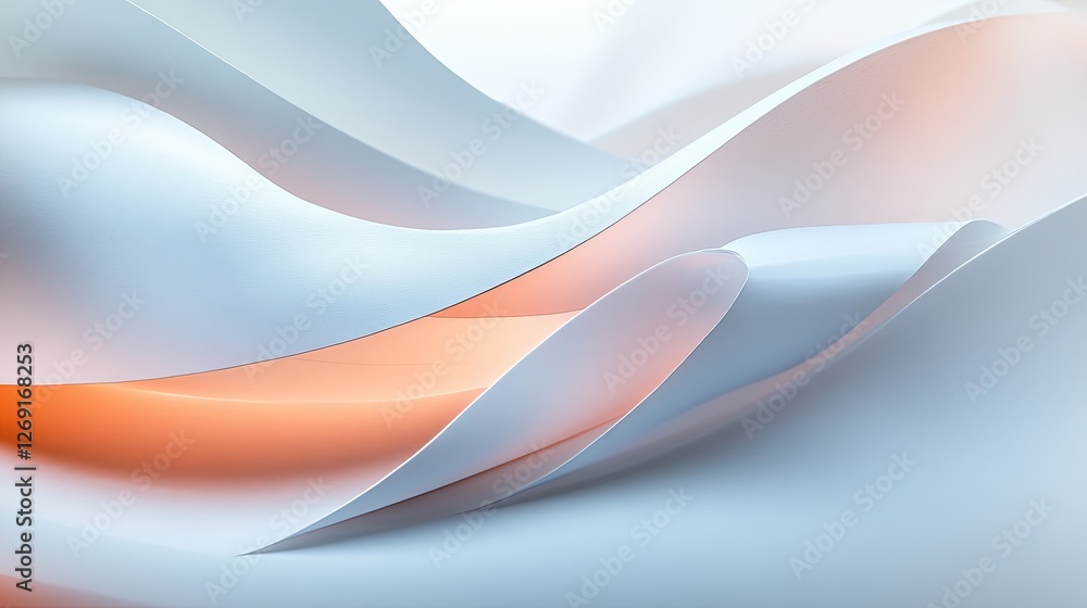 Poster flowing abstract shapes in soft pastel colors create a serene and calming visual effect
