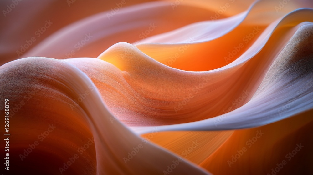 Poster abstract flow of coral fabric with a silky texture and subtle gradient