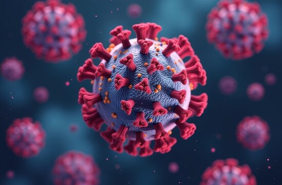 Virus cells with microscope view for research. Zoom immune system or molecule, microscopic organisms