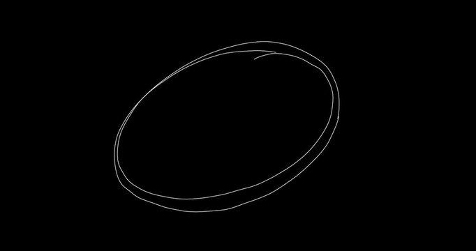 Set of Animated Hand Drawn Highlighter Elements, doodle circles, ellipse, borders and elements for selecting text. White design elements isolated on black background. Pencil, chalk. Alpha channel.