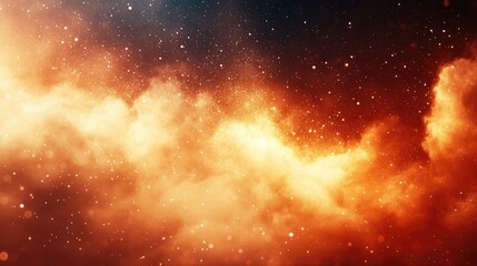 Vibrant cosmic nebula with swirling clouds and sparkling stars in a deep space background