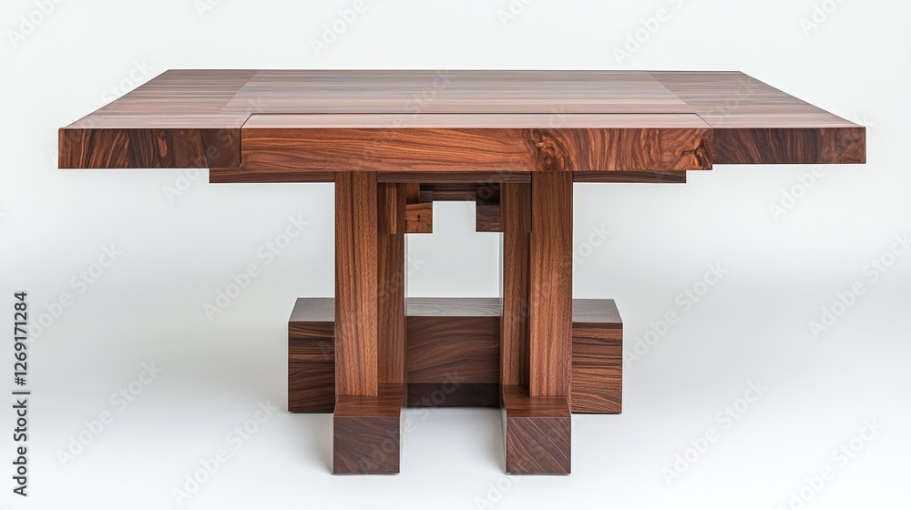 Poster a solid and practical dining table with an expanding top, allowing for flexible seating arrangements