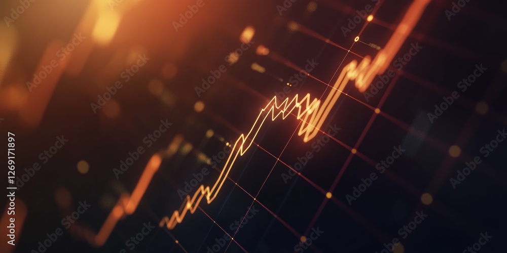 Poster a close-up view of a stock chart displayed on a computer screen, ideal for use in financial reports 