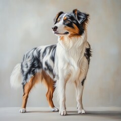 Confident Australian Shepherd Dog Posing Gracefully in Studio Light