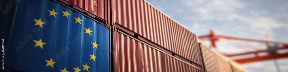 Poster A close-up view of a container with a flag attached