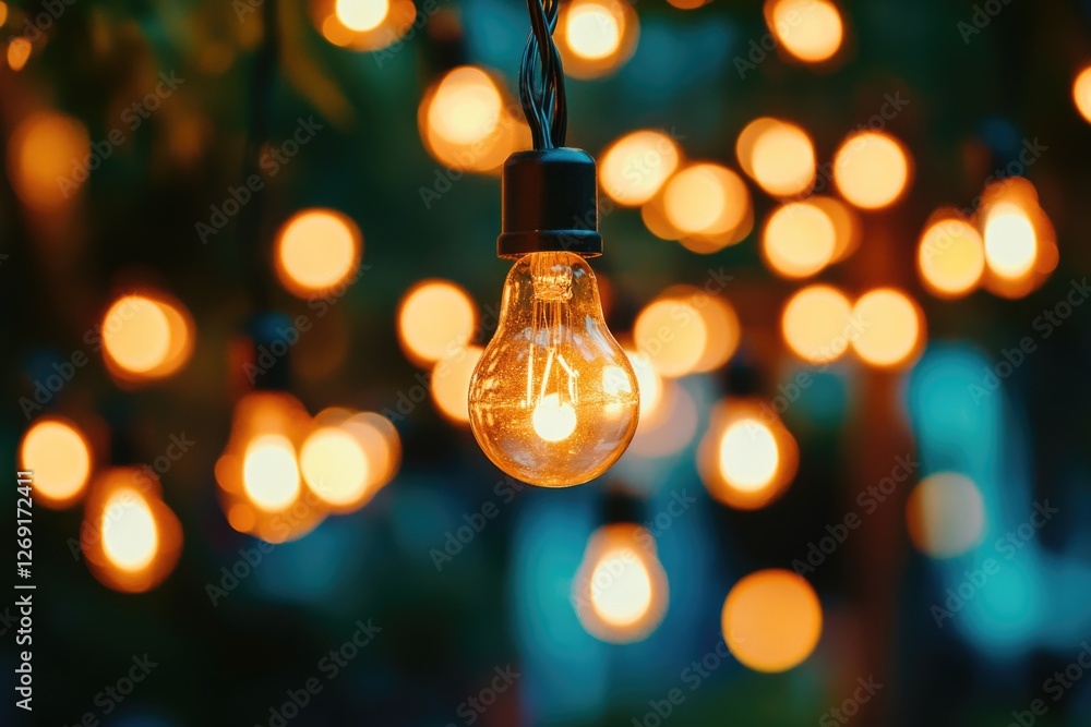 Poster A bright and warm light source in a dark setting, ideal for use as a symbol or accent