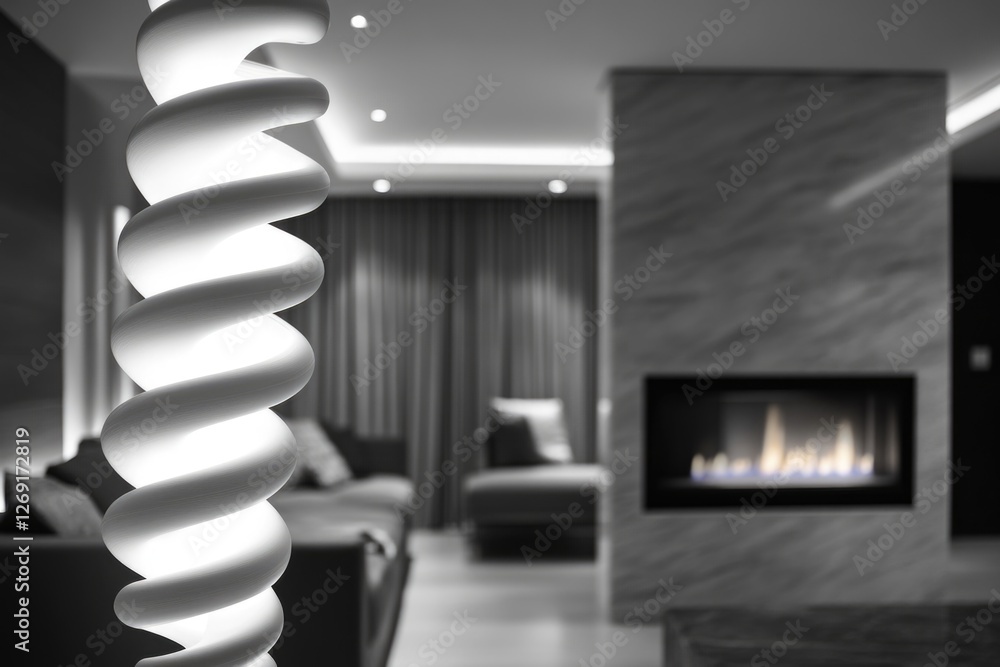Poster a simple yet cozy living room in black and white tones, perfect for use as a minimalist design conce