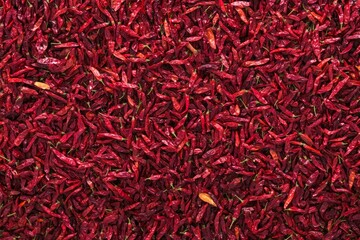 Fototapeta premium Abundance of red chili peppers filling frame. AI image