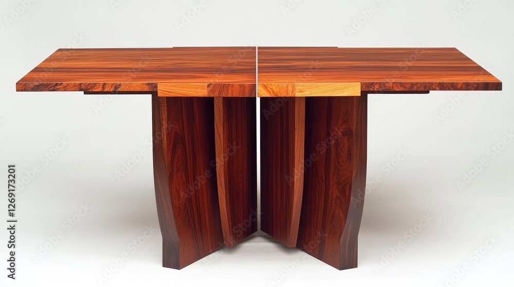 Poster a space-saving dining table with a strong wooden structure and smooth extension panels.