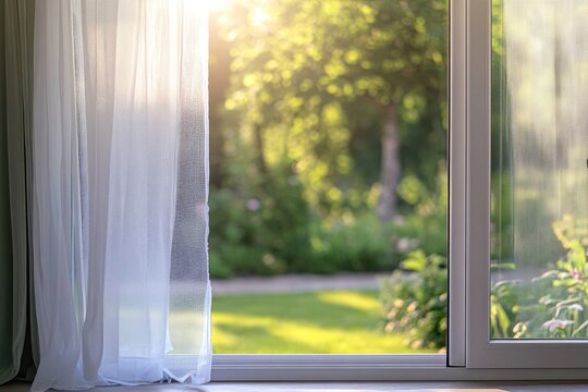 A domestic cat sits on a window sill, looking outside