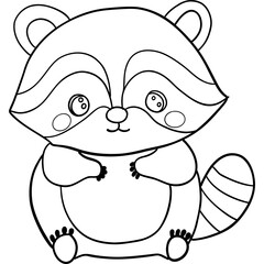 Cute raccoon illustration, outlined for coloring. outline for coloring .