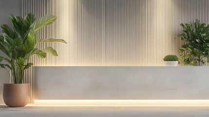 Minimalist Modern Reception Area Design With Plants