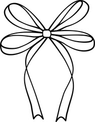 Handdrawn Line Art Bow Tie Coquette Girly Illustration