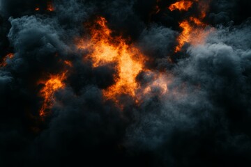 Fiery clouds in dramatic sky with intense hues. AI image