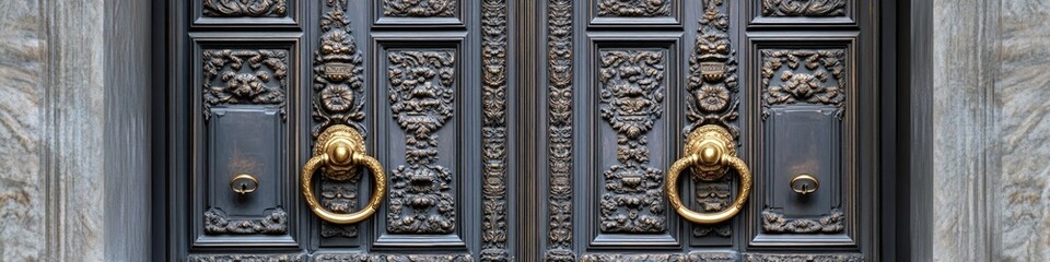 A close-up of a door handle on a building, great for interior design or architecture concepts