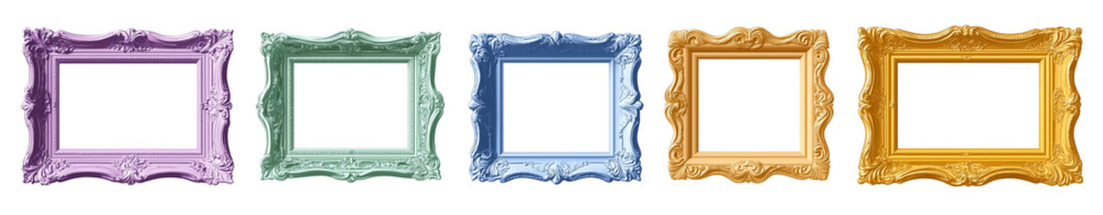 Vintage Pastel Picture Frames with Intricate Ornate Designs for Home Decor Photo Displays and Creative Projects Generative AI