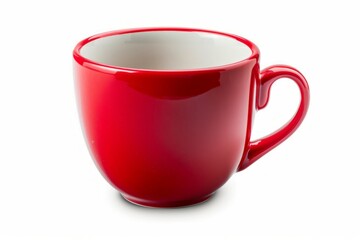 Vibrant red cup on white background. AI image