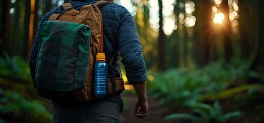 Sun-Kissed Adventure, Exploring Nature's Embrace with Backpack and Hydration
