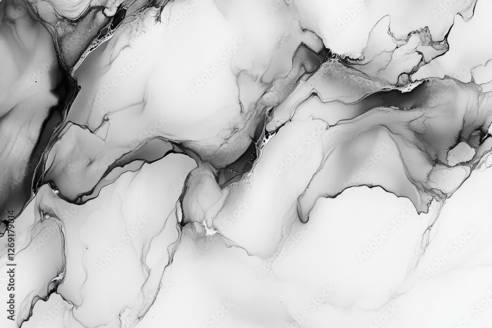 Poster A close-up shot of a smooth, black and white marble surface with subtle patterns